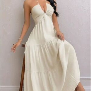 Chic Cream Halter Maxi Dress